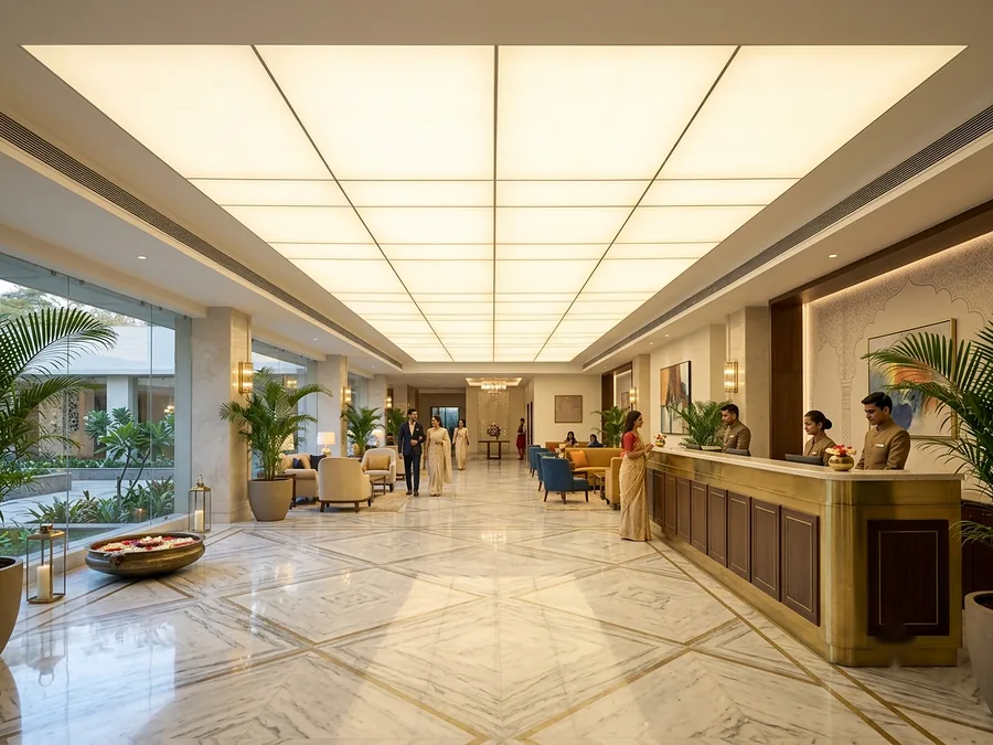 Backlit stretch ceiling