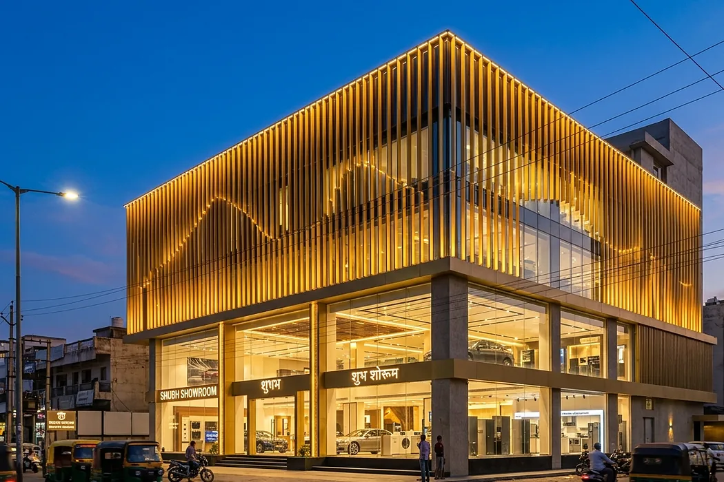 Facade lighting commercial building
